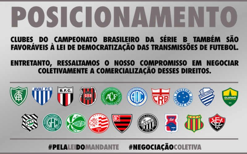 Cruzeiro, América e outros 17 clubes da Série B apoiam MP de direitos de TV